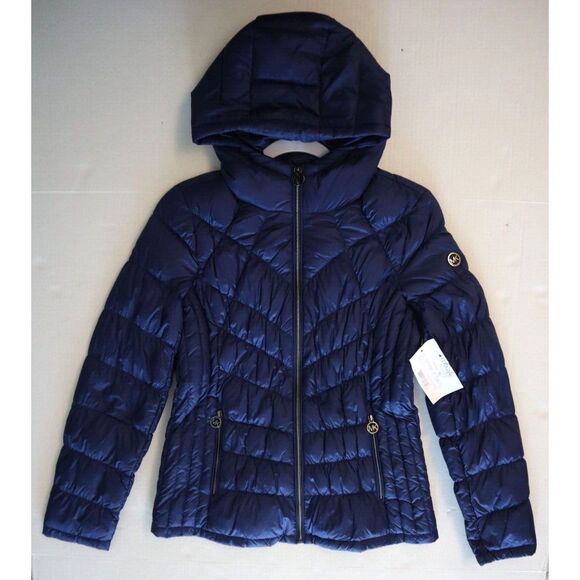 Michael Kors Women's Petite Sz S Blue Packable Down Puffer Coat Jacket - Picture 7 of 12